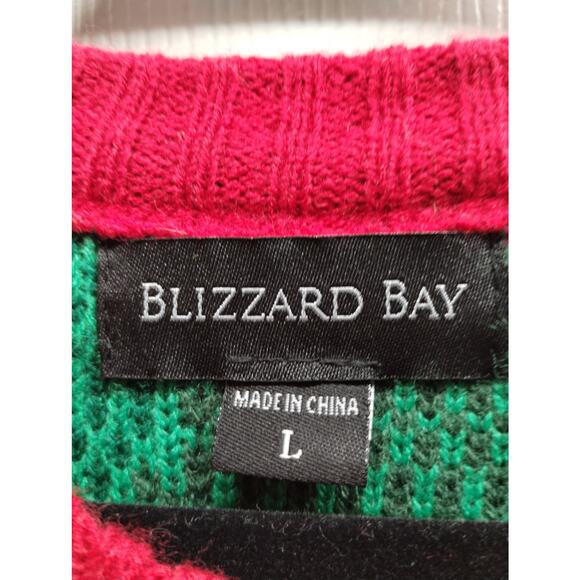 Blizzard Bay Men's Large Green Camo Brewdolph Beer Holder Ugly Christmas Sweater - Picture 6 of 7